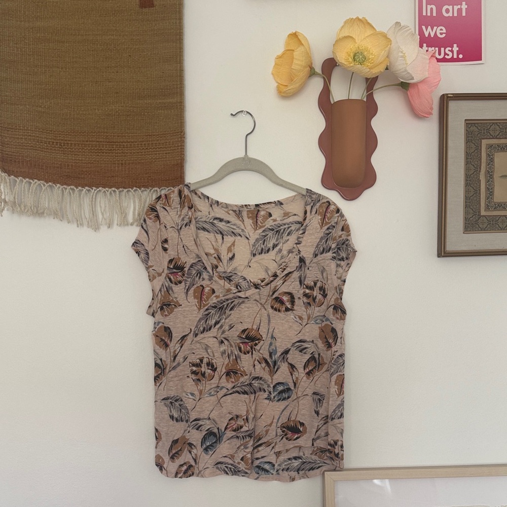 Linen Nature Print Short Sleeve Tee